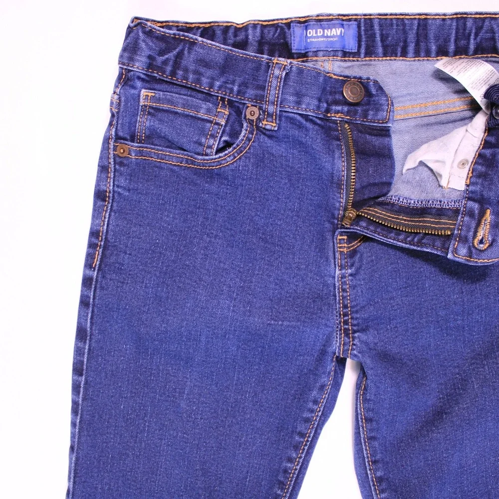 Old‎ Navy Straight Jeans Kids 12 Reg Dark Wash Denim Casual Adjustable Waistband